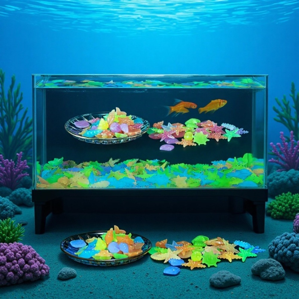 Planted Aquarium With Fish - Piedras Luminosas Brillantes del Océano, Conchas